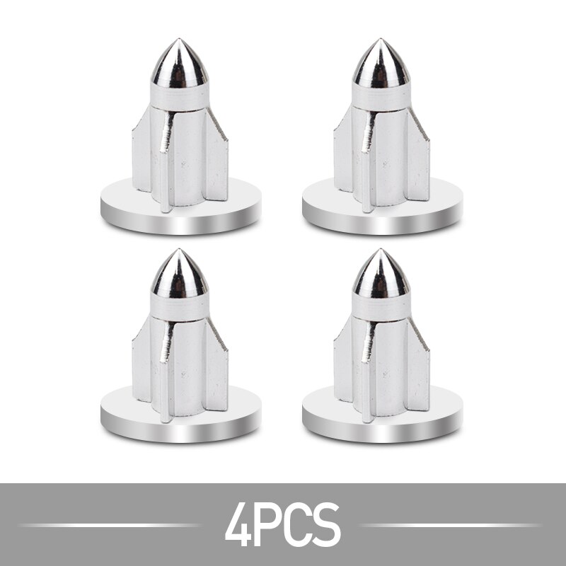 4 pc/pc alluminio Design A razzo cerchio per pneumatici Schrader valvola stelo ruota tappi moto bicicletta ruota pneumatico tappo A/V accessori per biciclette: 4pc Silver