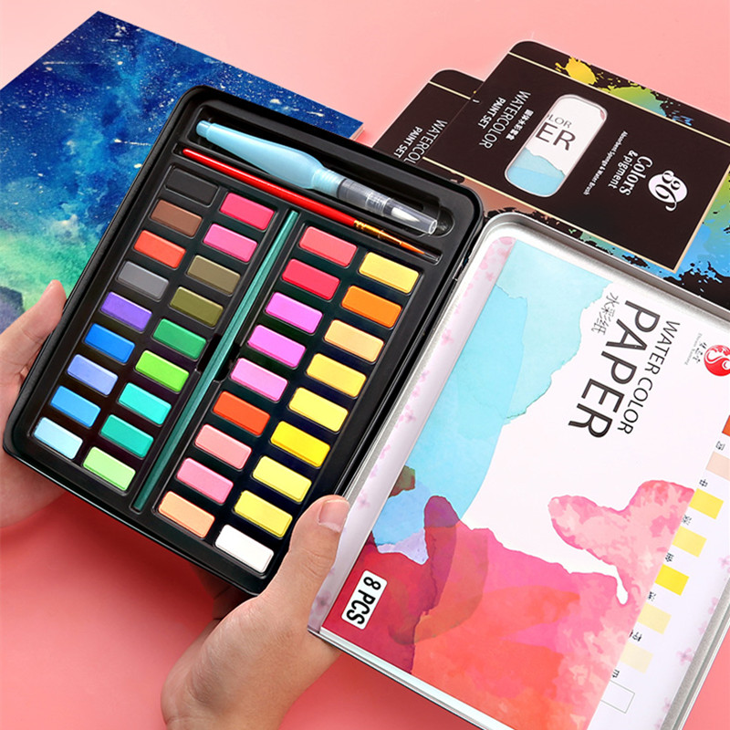 Professionele Aquarellen Schilderij Set Met Kwast 36 Kleuren Solid Aquarel Verf Art Sets Voor Schilderen Houdt Van Kunst Levert