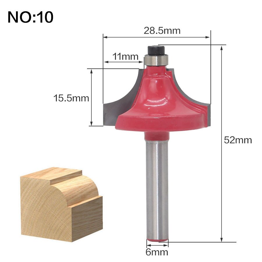 1 pc 6mm Schacht Klassieke Hoek Ronde Inham Doos Frezen C3 Carbide Reiniging Flush Trim Hout Router Bit straight End Mills