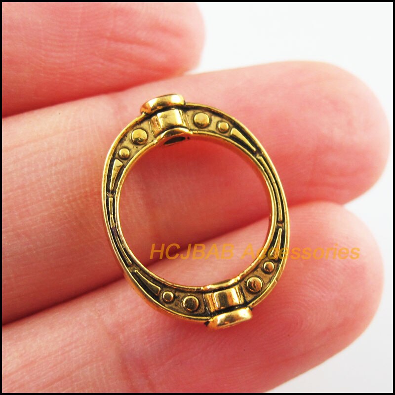 30 cuentas espaciadoras de marco ovalado chapadas en plata tibetana, oro envejecido y bronce, 14,5x19,5mm: Oro