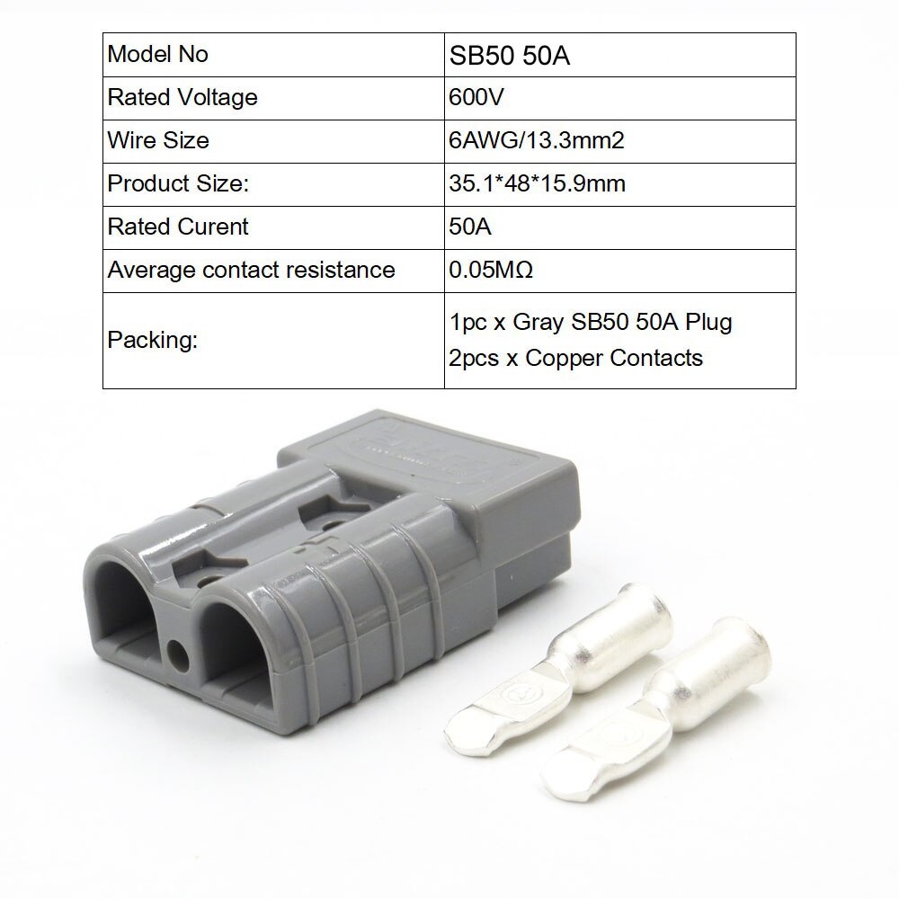 50A/120A/175A PV Power Plug 50 120 175 Amp 600Volt Battery Connector Plug Connect solar panel battery SH50: 1 Set x SB50 Gray