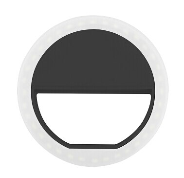 Tragbares usb-ladegerät led-ring-selfie wiederaufladbares selfie-licht smartphone led-ringlicht nacht dunkelheit fotoaufnahme: Schwarz