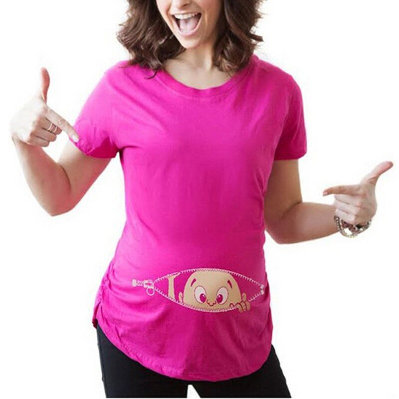Pregnant Woman Breastfeeding Clothes Maternity Baby Peeking T Shirt Pregnancy Tee Expecting Mothers Tops Shirt Mom Tshirt