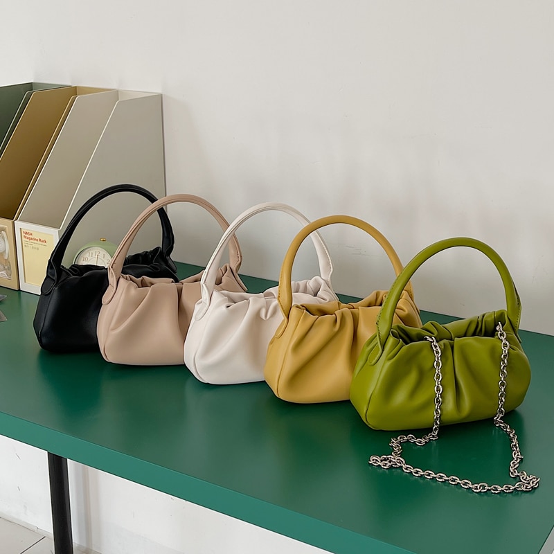 Women‘s Bags Female Small Plicated Handbags PU Leather Youth Shoulder Bag Ladies Chain Crossbody Phone Bag Whole