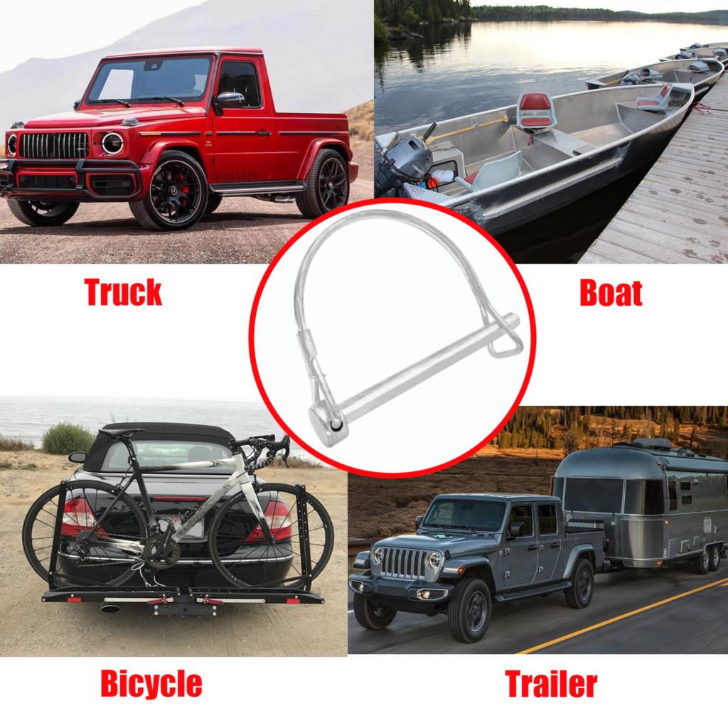 Sneltrailer Koppeling Veiligheid Drukknop Pin Lock 1/4 ”6Mm Dia X 50Mm 70Mm D Ring Rond Boog Trekhaak Boot Fiets Auto Onderdelen