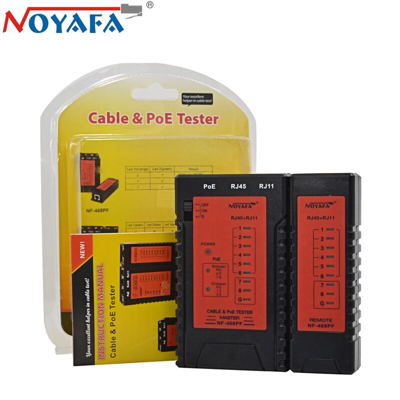 NOYAFA NF-468PF Cable Continuity Tester Ethernet RJ45 &amp; RJ11 POE Telephone Wire LAN Network Tracker Detector Automatically Test