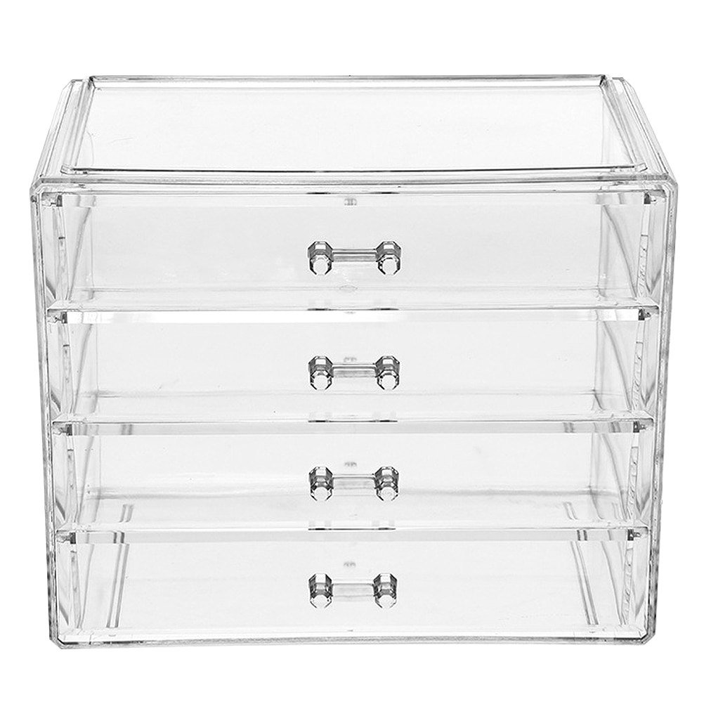 1Pc Grote Maat Make Storage Box Transparant Acryl Cosmetica Opbergdoos Vier Lade Soort Cosmetica Doos Voor Thuisgebruik