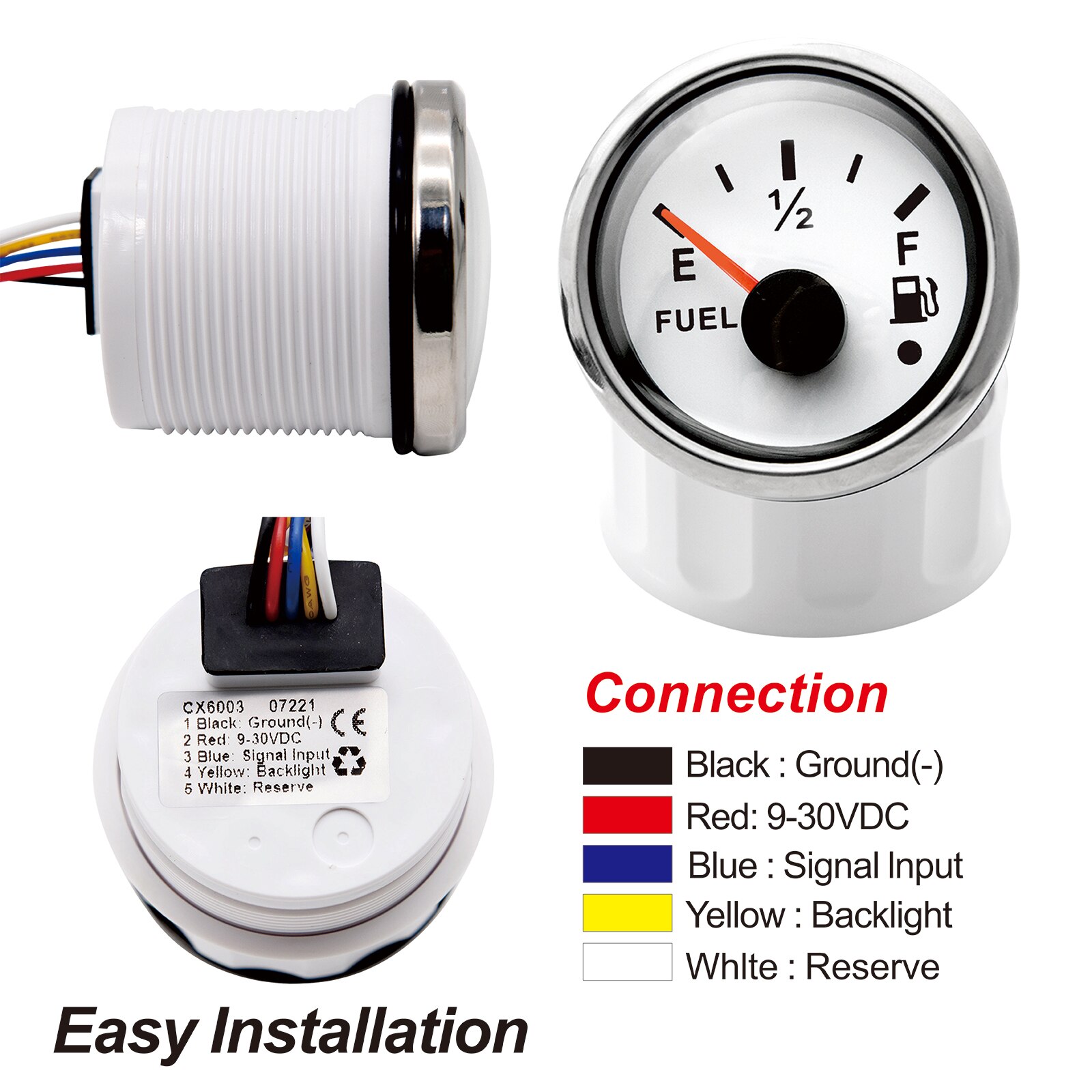 52mm Fuel Level Gauge + Fuel Level Sensor 100mm 150mm 200mm 300mm 0-190/240-33 ohm Sensors Fuel Sender Unit For Car Boat 12V/24V