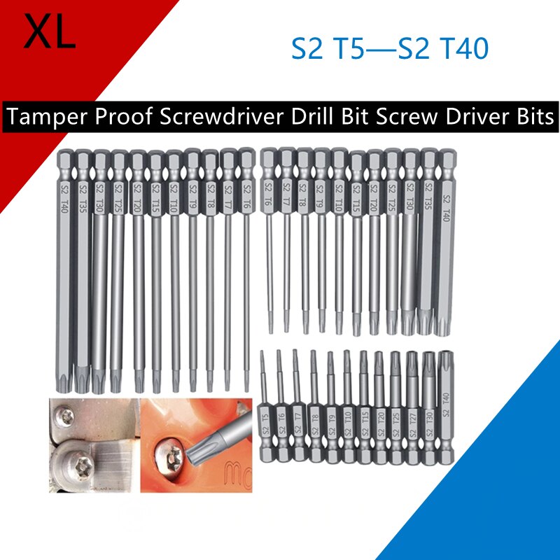 11pcs 12pcs Security Bit Set Tamper Proof Screwdriver Drill Bit Screw Driver Bits Torx Flat Head 1/4&quot; Hex Driver Bits Original
