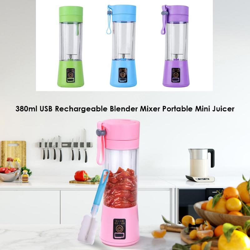 Vaso exprimidor eléctrico de 380ml, licuadora recargable por USB, máquina mezcladora, Mini licuadora de zumo, mezcladora rápida, procesador de alimentos,