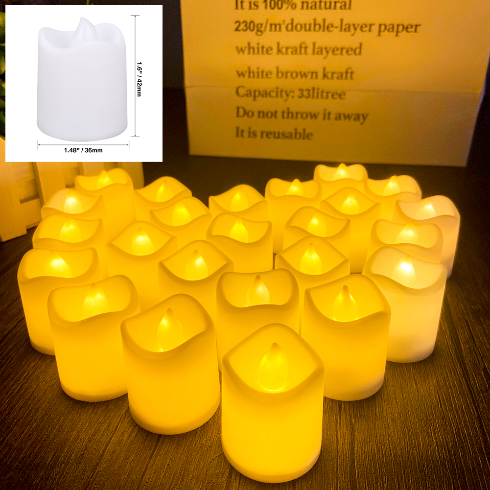 12/24 stk ledet stearinlys batteridrevet flammefri telyslampe til dekorasjonsutstyr til bryllupsfester