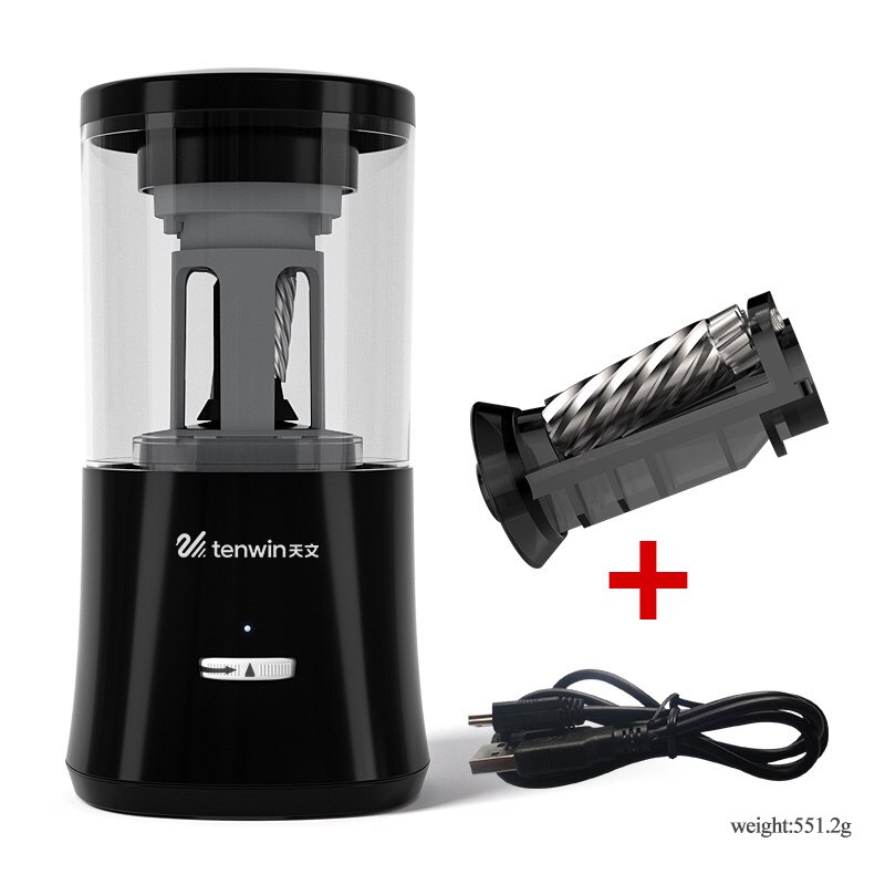 Tenwin Fully Automatic Pencil Sharpener Safe Children's Electric Mechanical Pencil Cutter Stationery Auto Pencil Sharpener 8018: 8018-Black-5056
