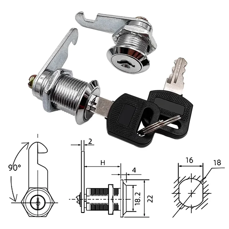 5/20/100setzt Sicherheitsschloss Metall Zylinder Schrank Spind Nocken sperren Mit Schlüssel Sicherheit Briefkasten Schloss Schublade 16MM/20MM/25MM/30MM