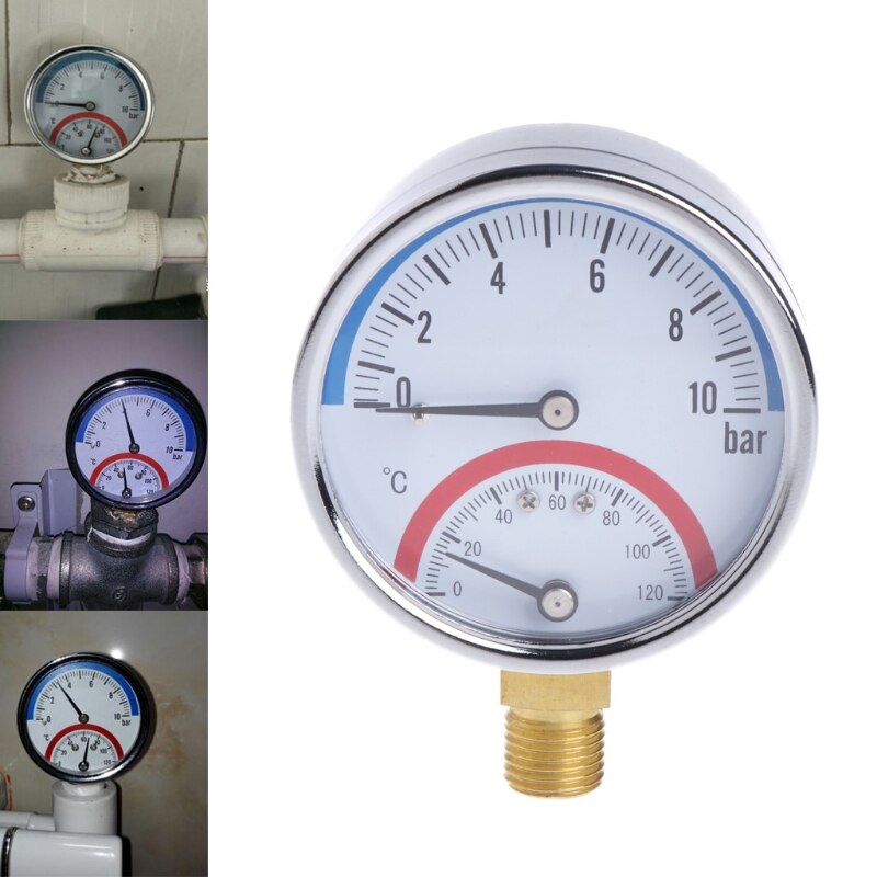 10 Bar Temperatur Manometer Meter G1/4 Gewinde 2 in1 Thermometer Monitor