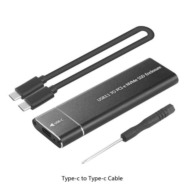 10 gbps usb 3.1 gen 2 to m .2 nvme ngff pcie ssd kabinet nvme m-nøgle til type c solid state drive adapter taske til nvme  m2 ssd 2280: Sort