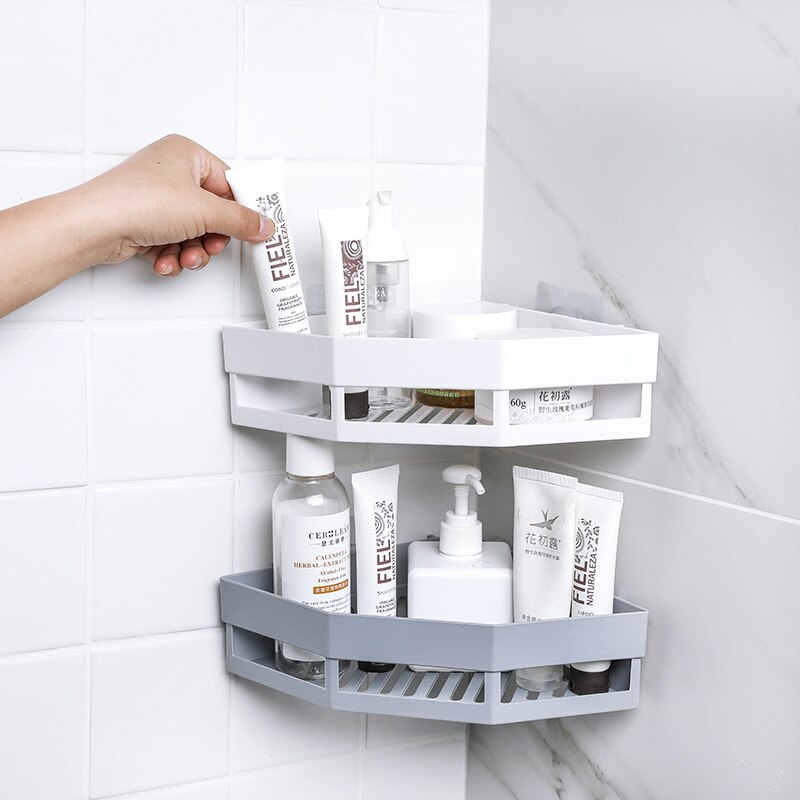 3 farver sugekop hjørne brusebad hylde badeværelse shampoo bruser hyldeholder