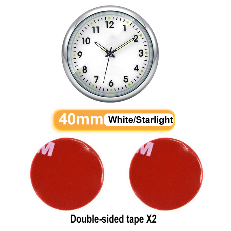 Mini Luminous Car Clock Automobiles Internal Stick-On Watch Mechanics Quartz Clocks Auto Ornament 40/43mm Mini Digital Clock: Orange