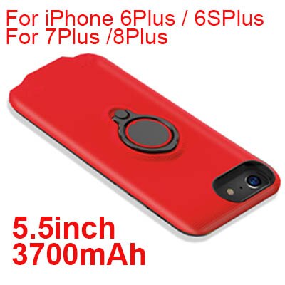 2500mAH 5000mAh Phone Battery Charging Case For iPhone 6 6s 7 8 3700mAh 7200mAh Battery Charger Case For iPhone 6/6S/7/8 Plus: 5.5 3700mah Red