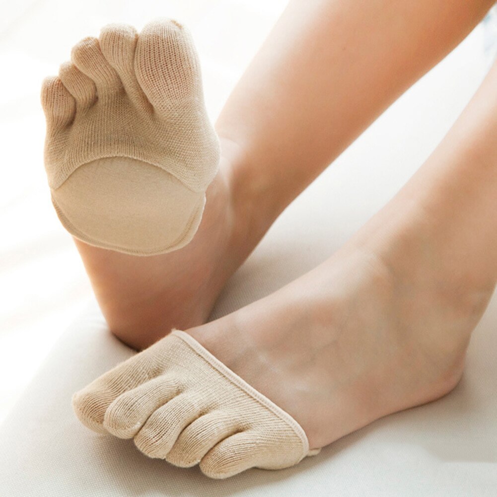 2 Stuks = 1 Paar Teen Separator Elasticiteit Voetverzorging Half Inlegzolen Vijf Vinger Sokken Pads Bunion Mouw Protector Hallux valgus Voorvoet