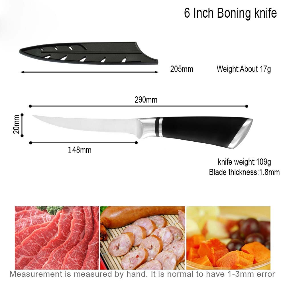 Damask Japanese Kitchen Knife Set Economical Stainless Steel 3Cr13 Sharp Blade Non-Slip Handle Chef Knife Set Cooking Knives: 6 inch Boning