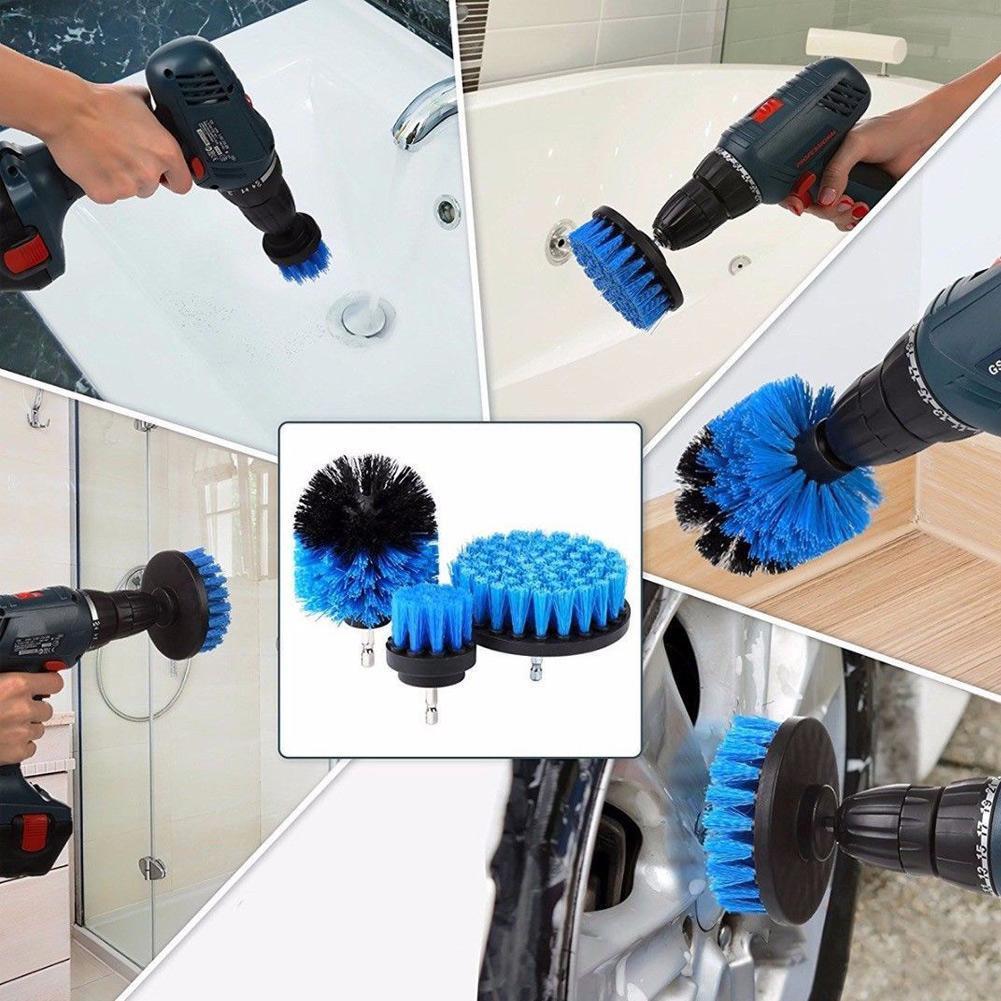 3 stk / sæt power scrubber børste borebørste rengøres til badeværelse trådløs injektionsmørtel power scrub shower kit flise badekar overflader ren  e6 b 3
