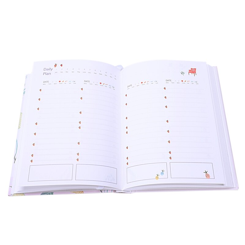 Hardcover Year Plan Notebook 365 Days Inner Page Monthly Daily Planner Organizer Diary, Leaves&amp;Lemon