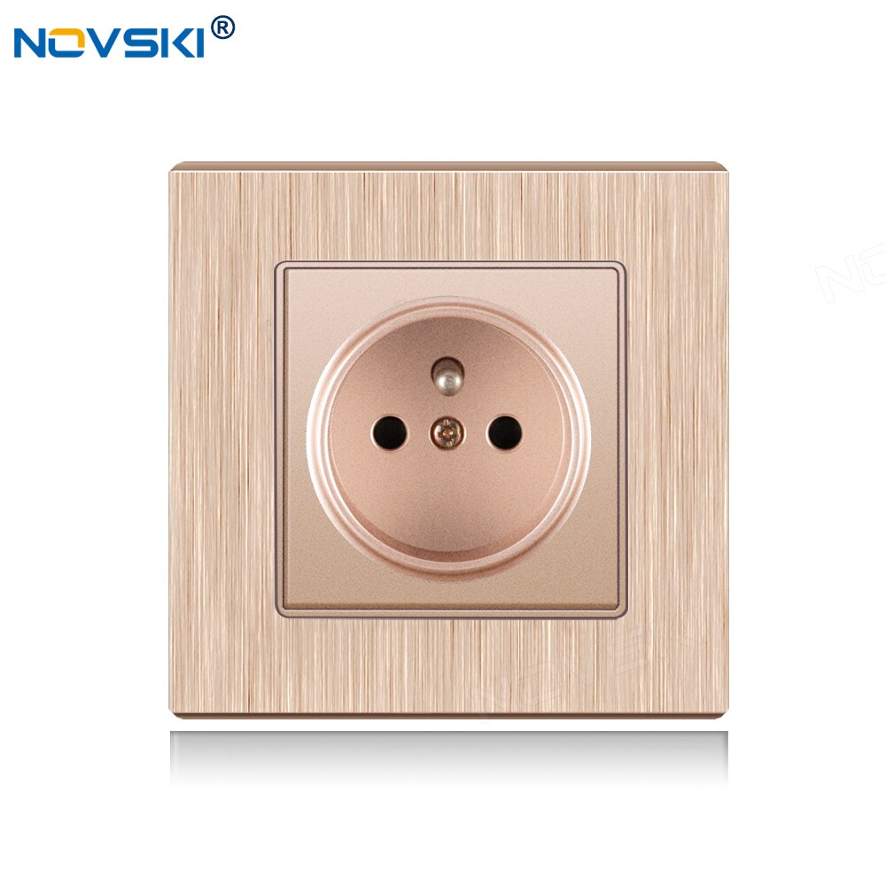 Novski pop socket frans stopcontact , eu 16a stopcontact voor elektrische franse stekker 110-250v,  wit, zwart, goud , 86*86mm: Pc-paneel gouden b
