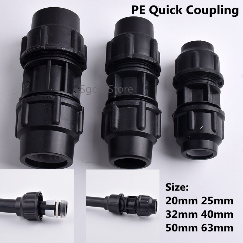 1Pc 20 ~ 63Mm Pe Snelkoppeling Tuin Directe Aansluiting Waterleiding Connectors Landbouw Irrigatiesysteem Plastic Buis fitting