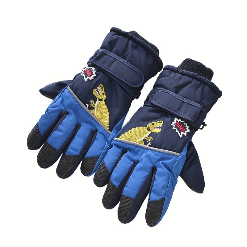 Vliegtuig Print Winter Jongens Meisjes Handschoenen Waterdicht Antislip Dikke Warme Kids Wanten Skiën Sneeuw Sport Kinderen Handschoenen: B Navy