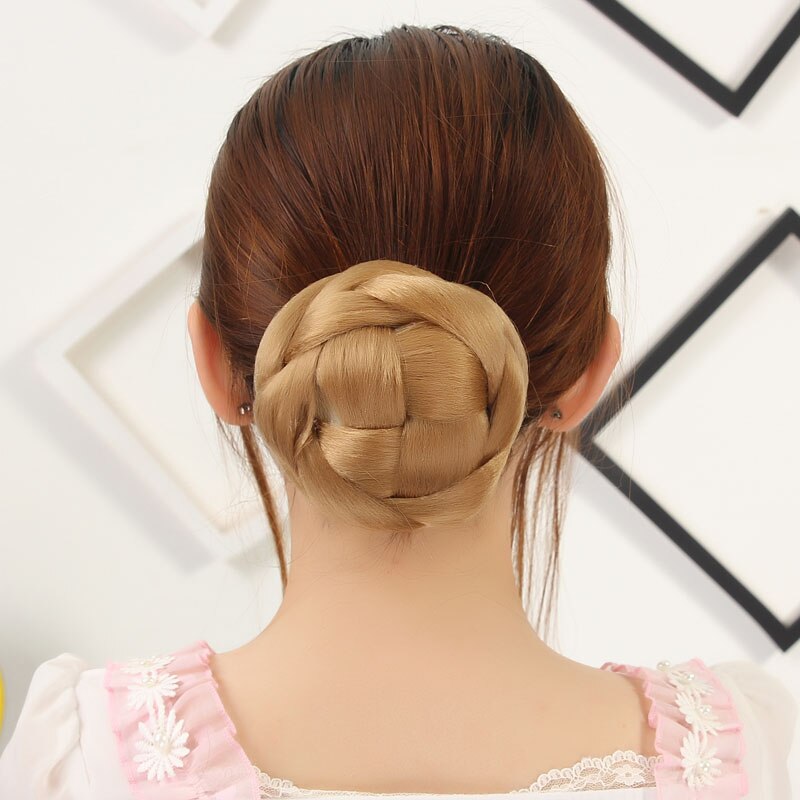 Jeedou trançado chignon cabelo sintético multi-camadas tranças almofada de pão de cabelo 10*6cm 60g redondo penteado elegante vintage updos