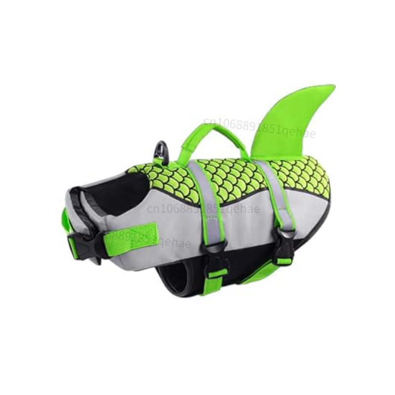 Hond Haai Reddingsvest Ripstop Hondenzwemvest voor Zwemmen Varen Reflecterend Hondenzwemvest Drijvend Vest met reddingshandvat: S / WHITE