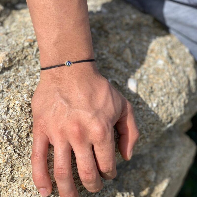 1 Pcs Evil Eye Armband, Zwart Touw Wrap Armband, Blue Eye Paar Armband, griekse Sieraden Verjaardag Christmas Voor Hem Of Haar