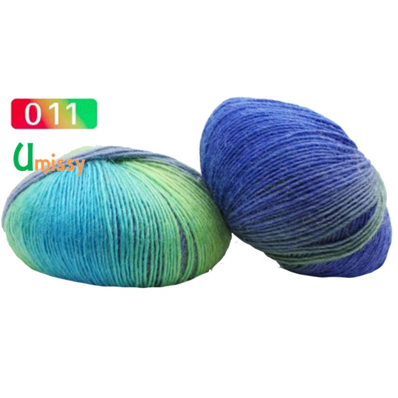 2pcs Cashmere Yarn Knitted Chunky Hand-Woven Woolen Rainbow Colorful Knitting Scores 100% Wool Yarn Needles Crochet Weave Thread: 2pcs 11