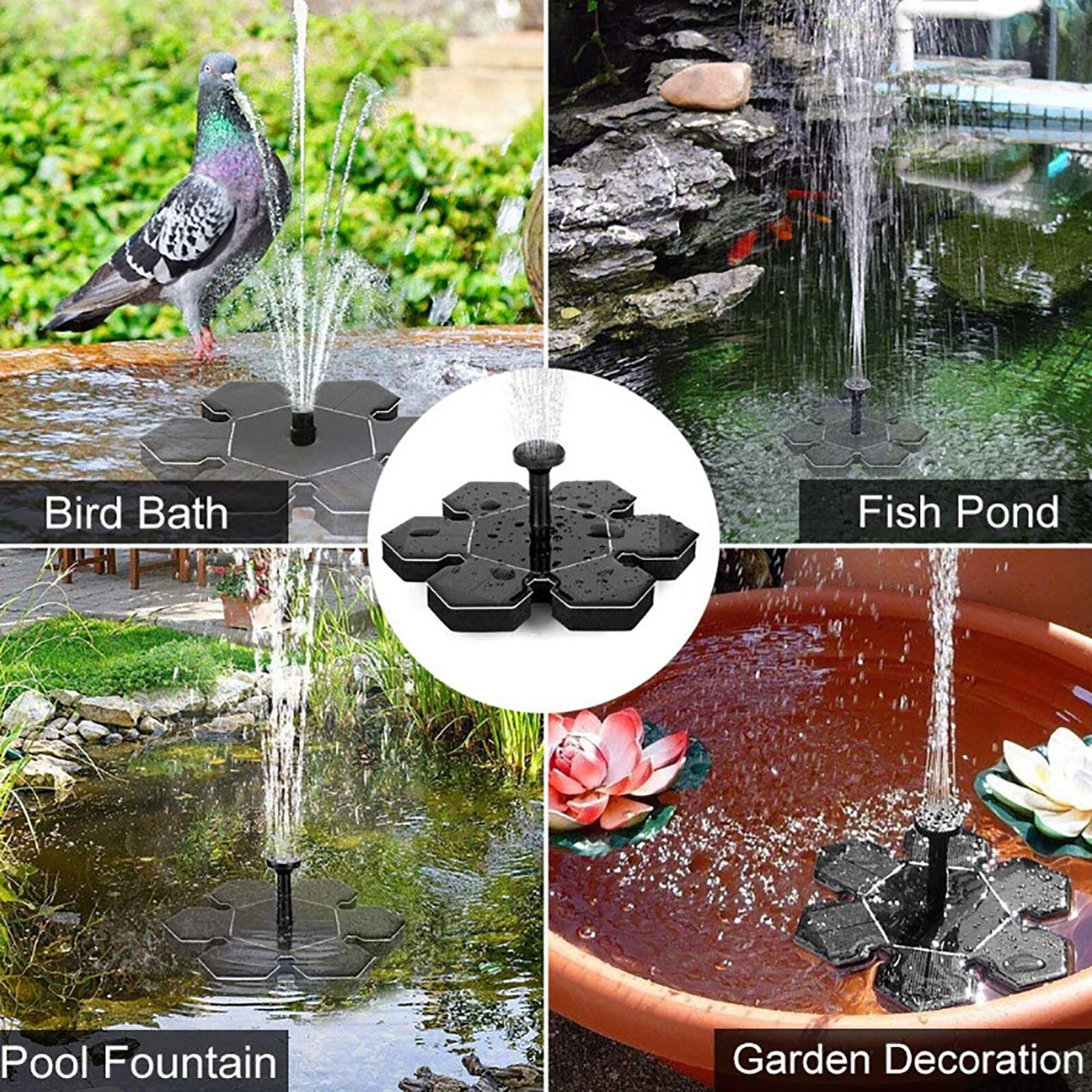 Solar Powered Fountain Solar Panel Water Floating Fountain Garden Decoration Water Pump-for Bird Bath Pond Garden Decoration