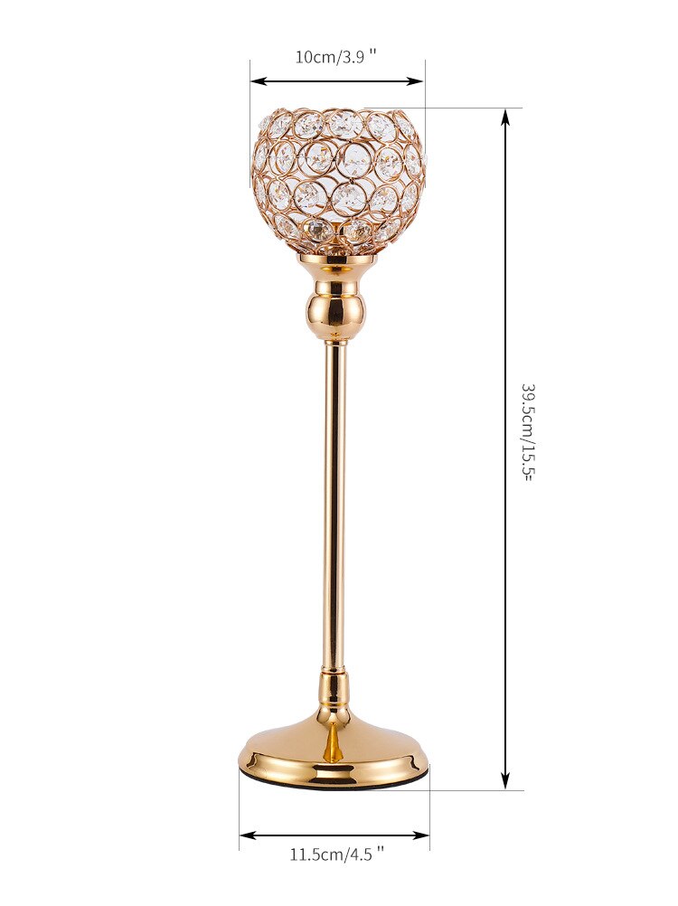 Candelabros de 3 brazos con arco de cristal, portavelas de puente, tazón, adorno romántico para decoración del hogar y boda: 39.5cm