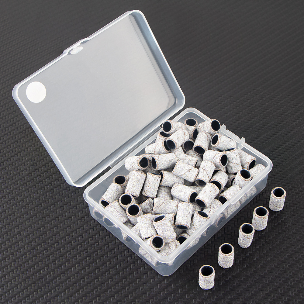 100 Uds. Brocas para uñas, bandas de lijado para máquina eléctrica, lima, amoladora, lijadora, juego de bandas para uñas acrílicas, herramientas de eliminación de Gel: Amarillo claro