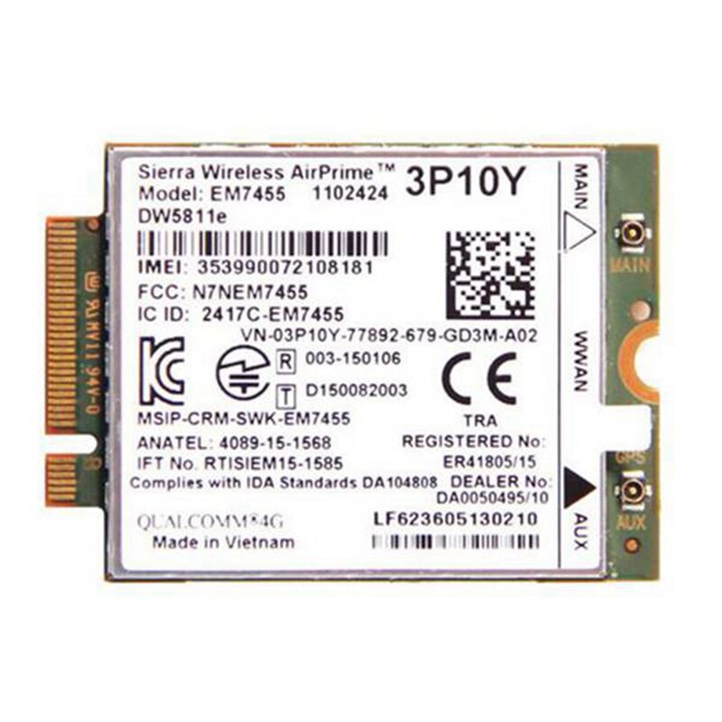 Sierra Wireless Airprime EM7455 DW5811E 3P10Y CAT6 4G Module for DELL E7270 E7470 E7370 E5570 E5470 Wireless FDD TDD