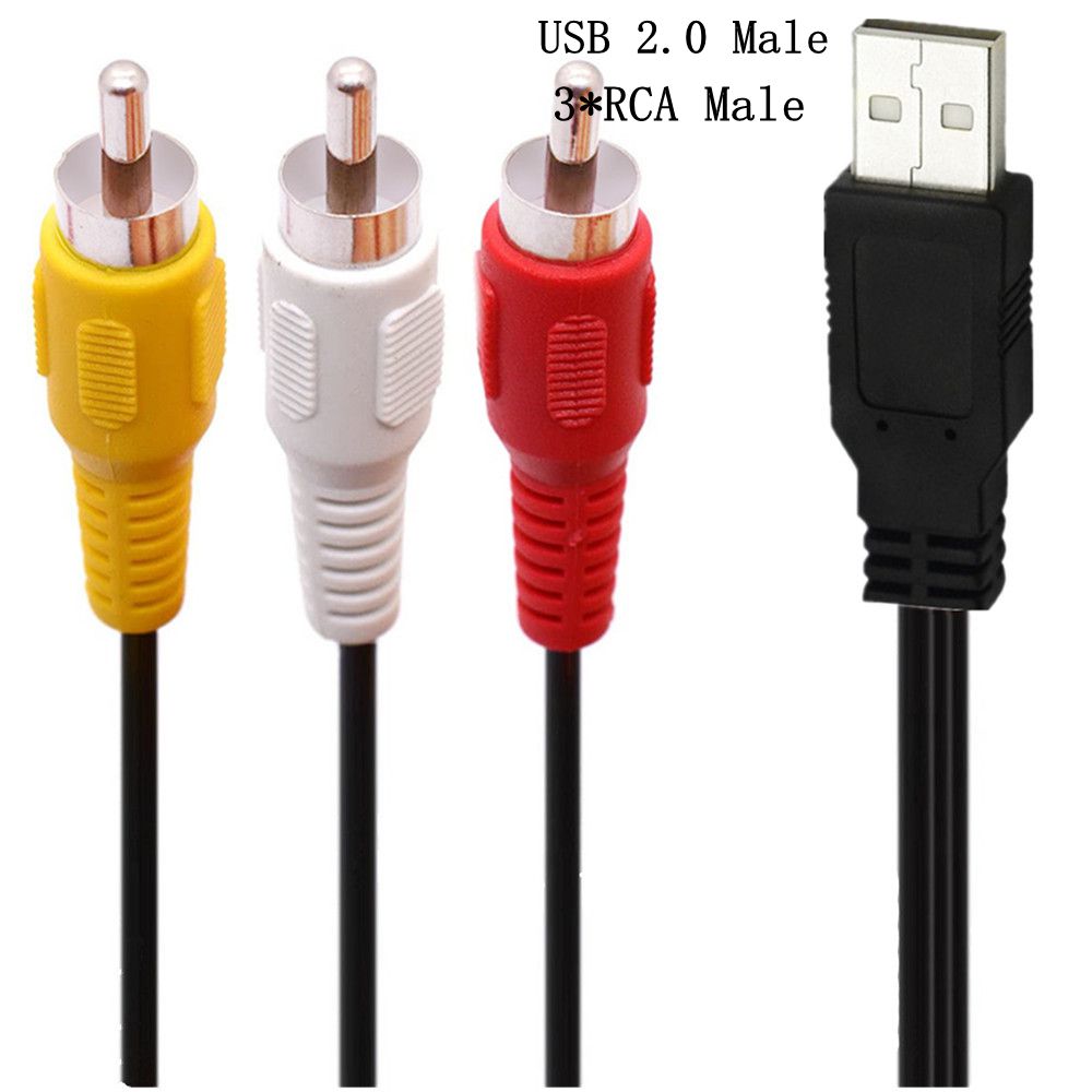 USB A 2.0 Buchse Stecker auf 2 3 Cinch 2/3 Cinch Stecker Buchse AV-Stecker Adapter Stecker Konverter Kabel Blei PC TV HDTV AUX Audio Video: YELLOW / < =0.5m