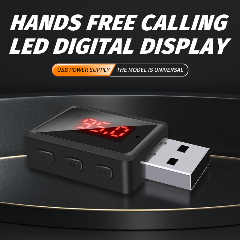 Auto Bluetooth 5.3 Fm-zender USB Draadloze Audio Adapter Handsfree Bellen Met MICROFOON HIFI Stereo Voor Auto FM Radio