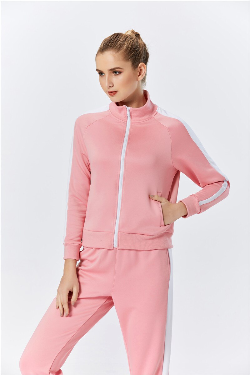 Raibaallu gestreepte effen pakset dames trainingspak 2- delig sportoutfit joggingsweatshirt fitness lounge sportkleding