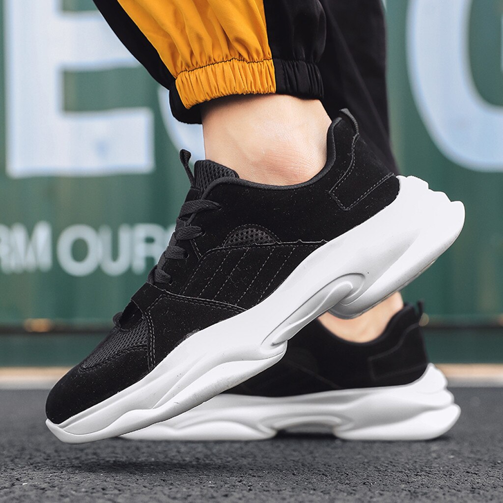 sports Running Shoes man adults spring Breathable Athletic Increased bottom Trainers lace-up man sneakers #D