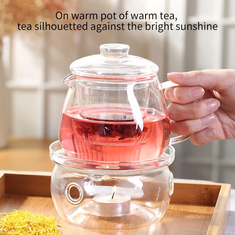 Heat-Resisting Teapot Warmer Thicken Glass Keep Warm Teapot Base Tea Accessories For Home Coffee Hotel Tea House Ornamental