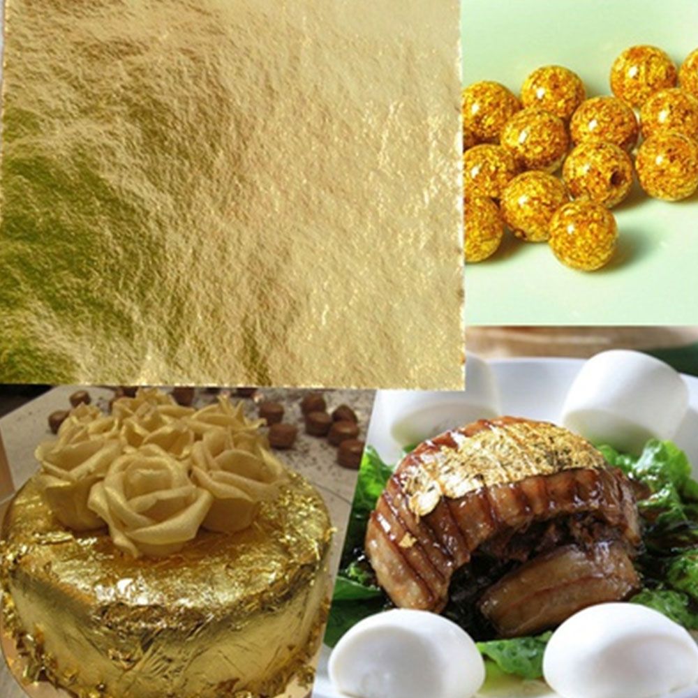 100X Imitation Gold Leaf Sheets Practical K Pure Shiny Gold Leaf For Art Crafts Framing Handicrafts Gilding Decoration