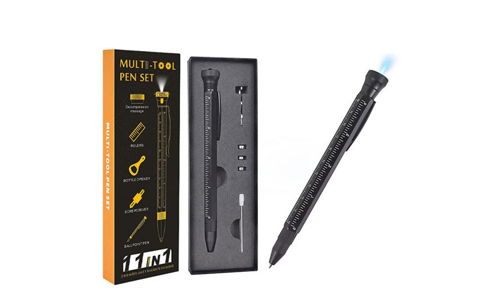 12 in 1 Multifunction Ballpoint Pen with Measure Ruler Emergency Flashlight Screwdriver Bottle Opener Function Unique: Default Title