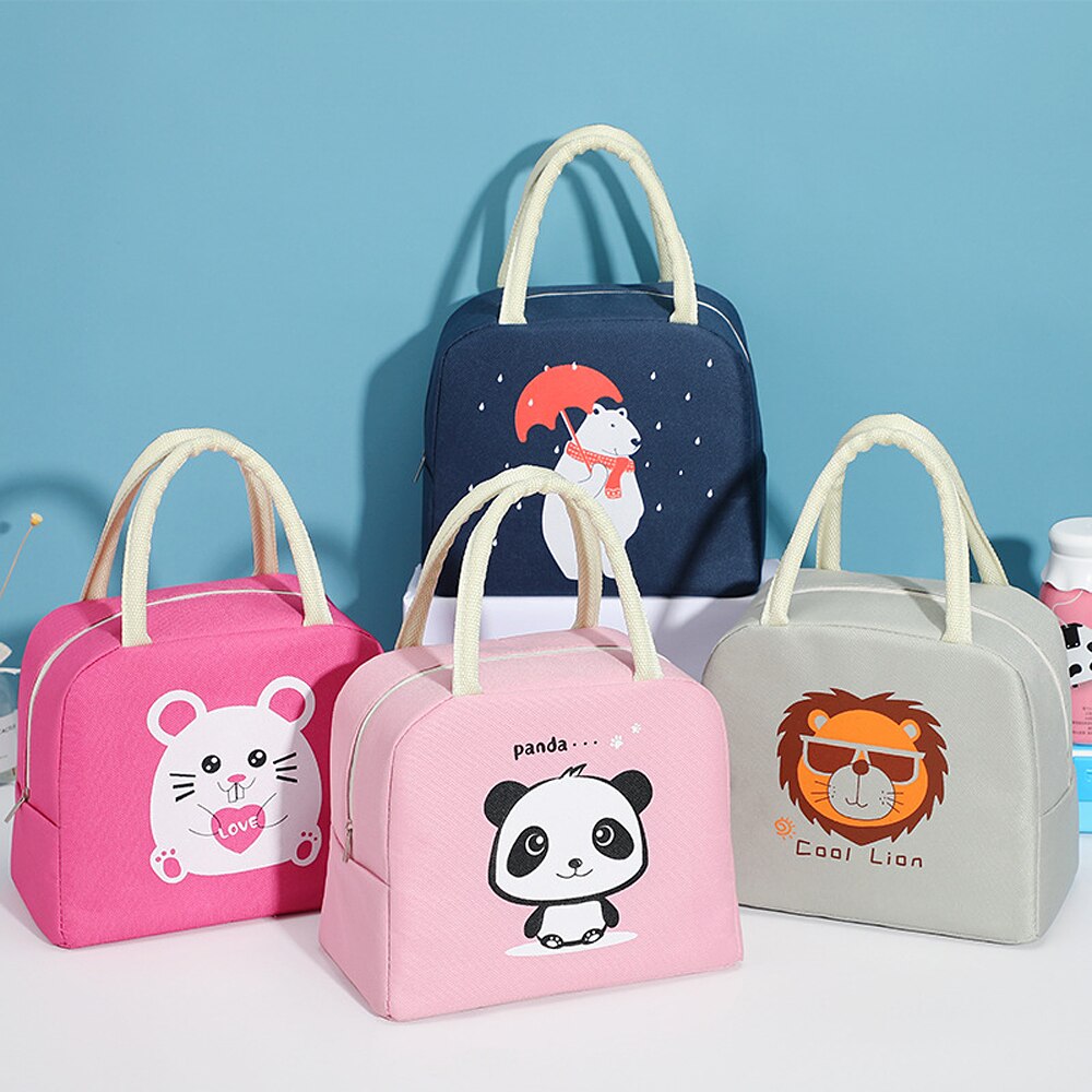 Moda dos desenhos animados saco de almoço para as mulheres saco de comida térmica lancheira tote sacos de isolamento novo portátil à prova dwaterproof água lona saco térmico