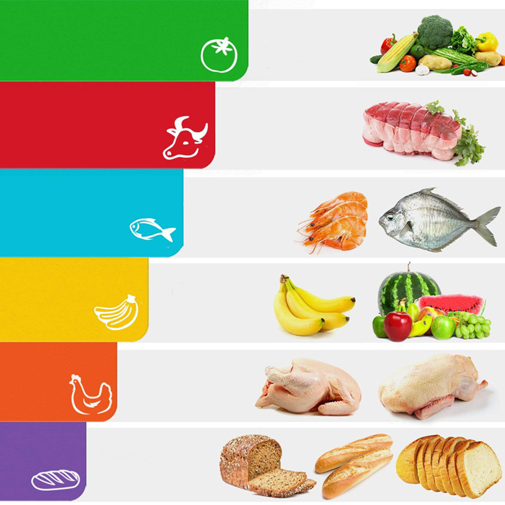 6 Pcs Antislip Chopping Blocks with Hanging Hole Rectangle Plastic Food Cutting Block Chopping Board Kitchen Gadgets