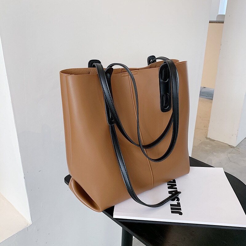 Vrouwen Tassen Handtas Grote Crossbody Mode Messenger Schoudertas Voor Vrouwelijke Zwarte Grote Totes Soft Pu Leer Boodschappentas Bolsa: Bruin