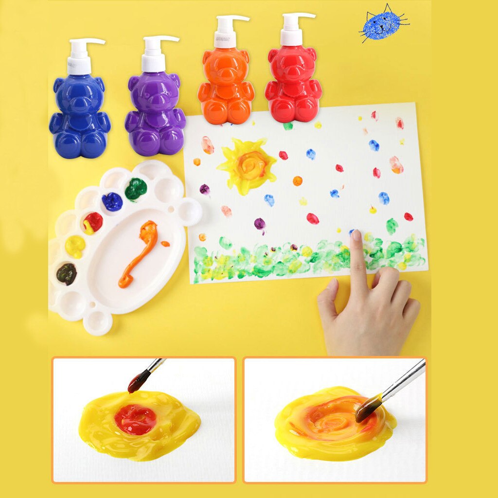 Acrylic Paint Washable Finger Paints Nontoxic For Paper Canvas Kids Activity Class Home Diy Finger Paint Pintura Acrilica