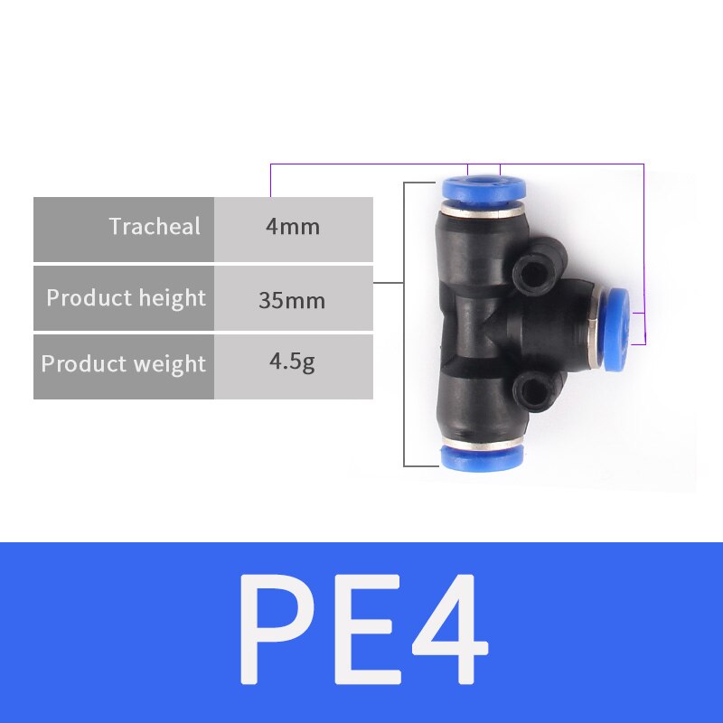 Pneumatic Fittings PET 4mm 6mm 8mm 10mm 12mm Air Water Hose Tube One Touch Straight Push-In Plastic Quick Connector Tube Fitting: PET-2