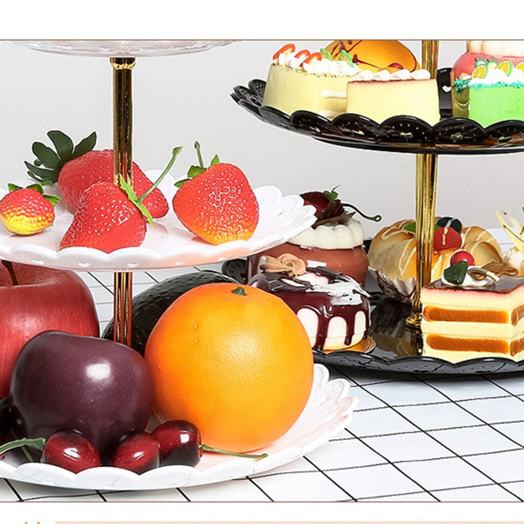 3 Tier Plastic Cake Stand Afternoon Tea Cake Stand Wedding Cake Plates Party Tableware Cake Shop Three Layer Cake Rack